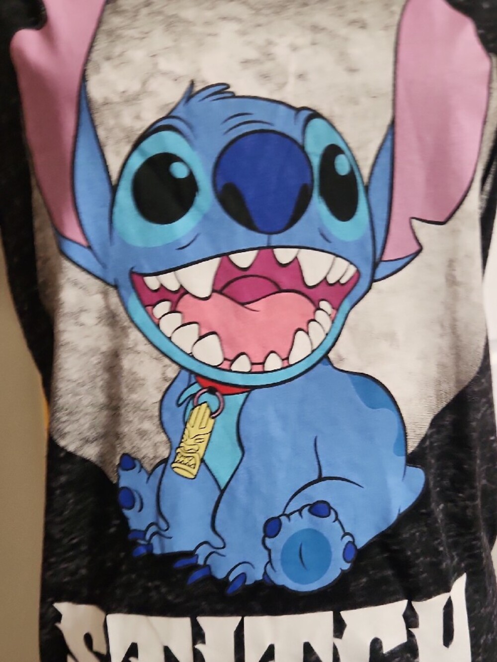 Disney Black Tank Top with Blue Stitch Graphic and Pink Ear Accents - Picture 3 of 5